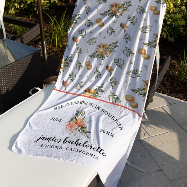 Tangerine Botanical | Citrus Bachelorette Weekend Beach Towel (Creator Uploaded)