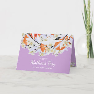 Tangerine Branches Flowers Wreath Citrus Lilac Card