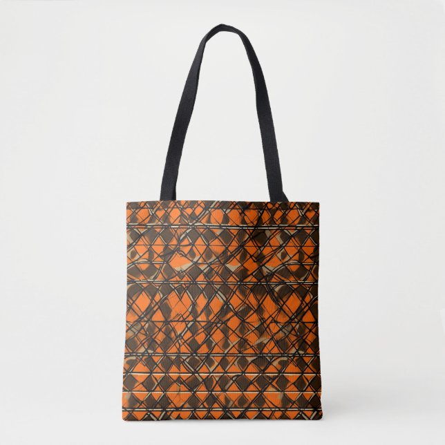 Tangerine Chequered Tote: Vibrant Style Statement" Tote Bag (Front)