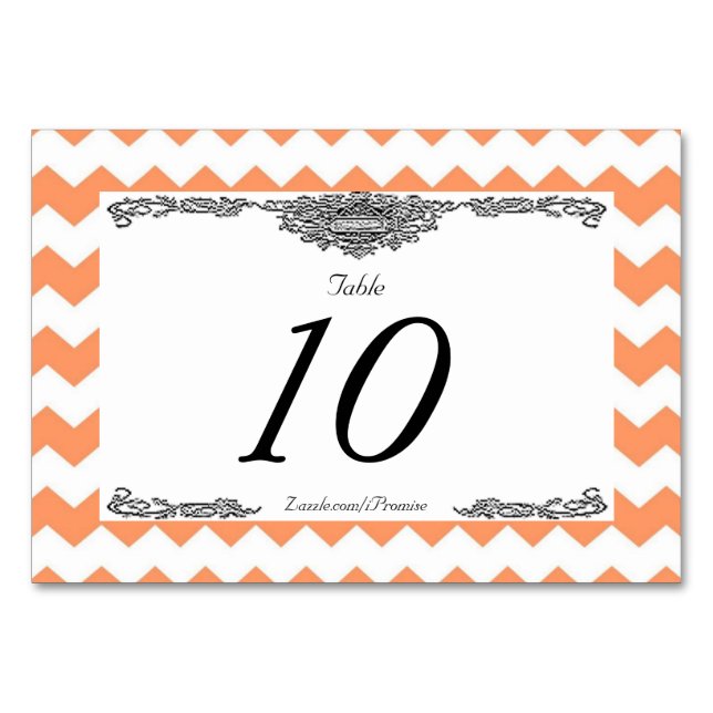 Tangerine Chevron Table Cards (Front)
