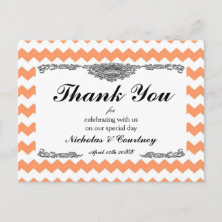 Tangerine Chevron Thank You Card