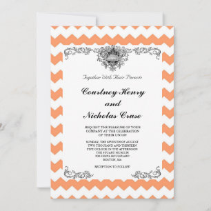 Tangerine Chevron Wedding Invitations