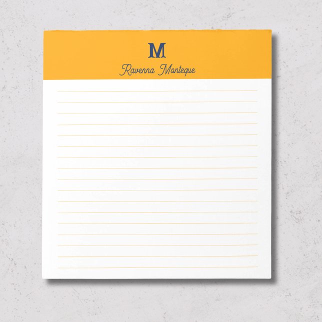 Tangerine Chic Personalised Monogram Name Lined Notepad (Creator Uploaded)