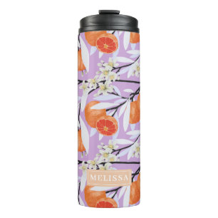 Tangerine Citrus Blooming Branches Floral Orange Thermal Tumbler