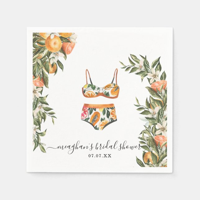 Tangerine Citrus | Bridal Shower Personalised Napkin (Front)