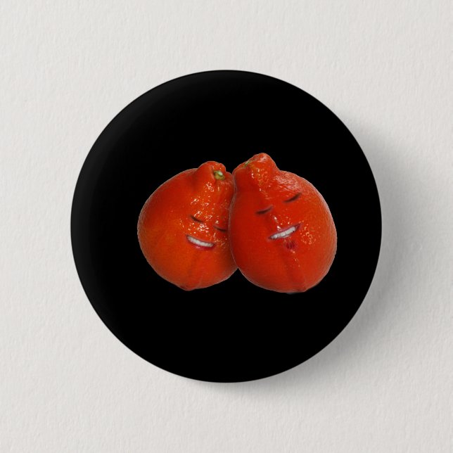 Tangerine Couple (Orange you in love, too?) 6 Cm Round Badge (Front)