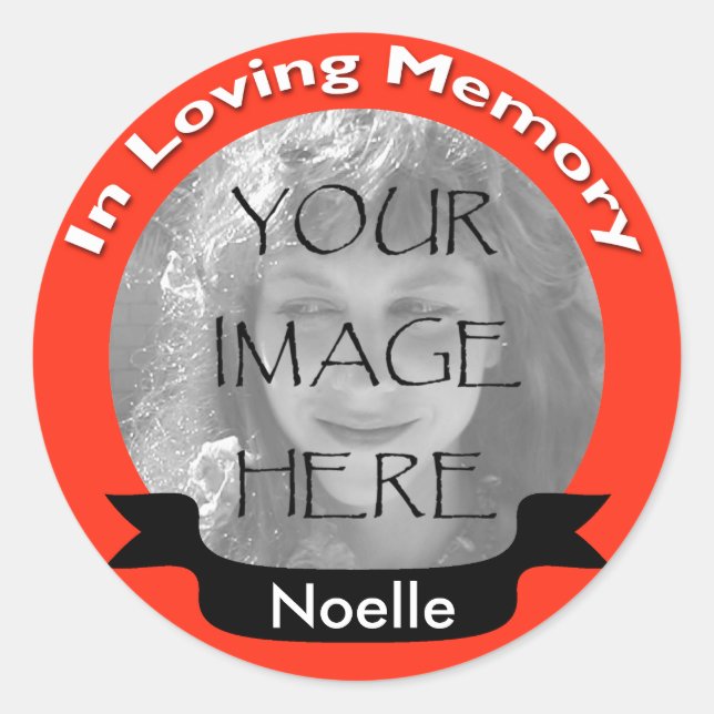 Tangerine Custom Photo In Loving Memory Stickers (Front)