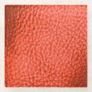 Tangerine Dartk Faux Leather Glass Coaster