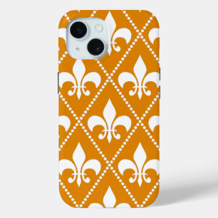 Tangerine Fleur de Lis iPhone 15 Case