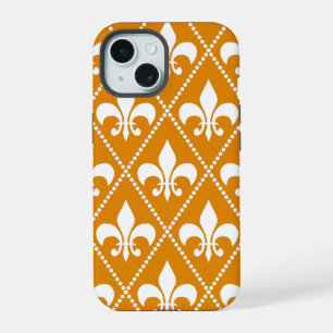 Tangerine Fleur de Lis iPhone 15 Case