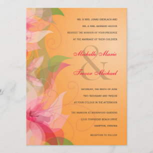Tangerine Floral Fall Wedding Invitations