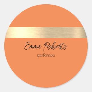 Tangerine Gold Foil Rustic Faux  Classic Round Sticker
