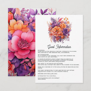 Tangerine, Hot-Pink & Royal Purple Guest Details Enclosure Card