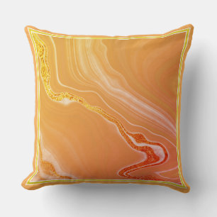 Tangerine, Lemon Faux Marble Throw Pillow