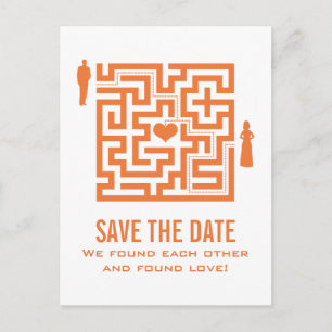 Tangerine Love Maze Save the Date Postcard