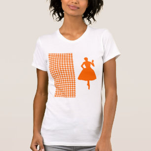 Tangerine Modern Houndstooth w/ Fashion Silhouette T-Shirt