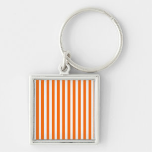 Tangerine Modern Stripes Key Ring
