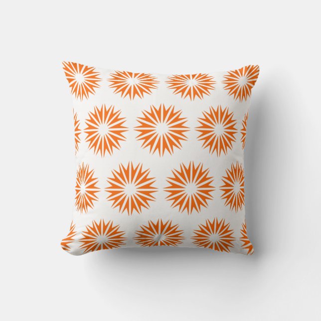 Tangerine Modern Sunbursts Cushion (Front)