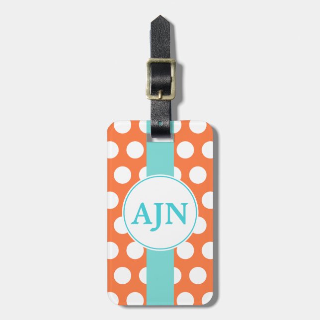 Tangerine Monogram Luggage Tag (Front Vertical)