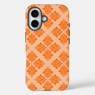 Tangerine Moroccan Damask iPhone 16 Case