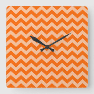 Tangerine Moroccan Moods Chevrons Square Wall Clock