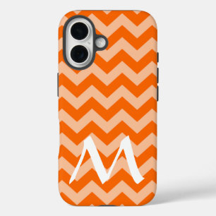 Tangerine Moroccan Moods Chevrons with Monogram iPhone 16 Case