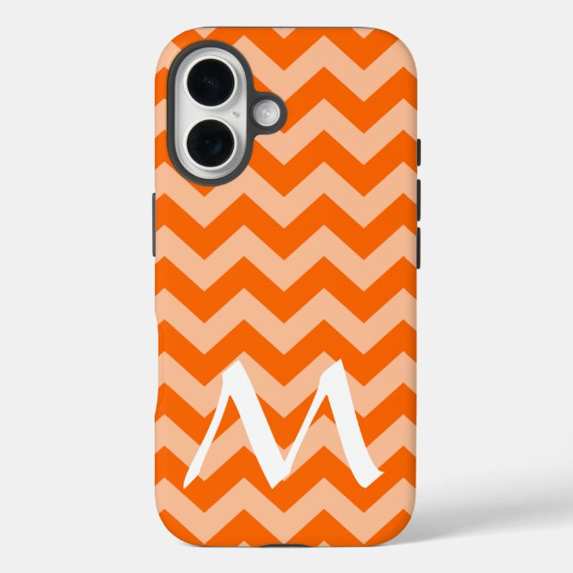 Tangerine Moroccan Moods Chevrons with Monogram Case-Mate iPhone Case (Back)