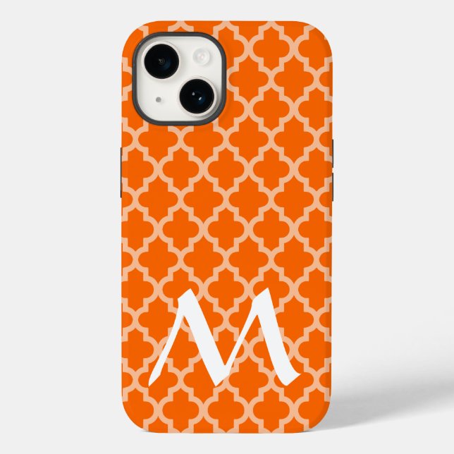 Tangerine Moroccan Moods Quatrefoil Case-Mate iPhone Case (Back)
