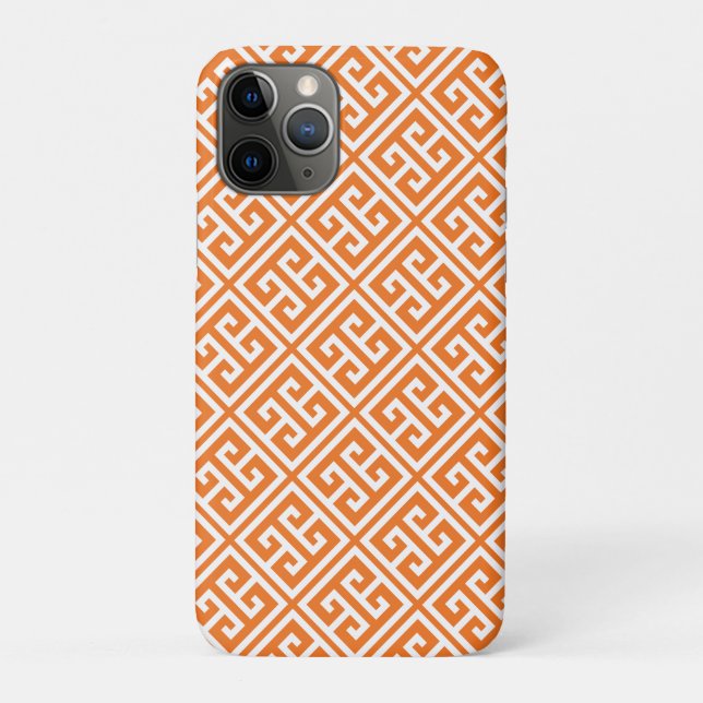 Tangerine Orange Greek Key Pattern Case-Mate iPhone Case (Back)