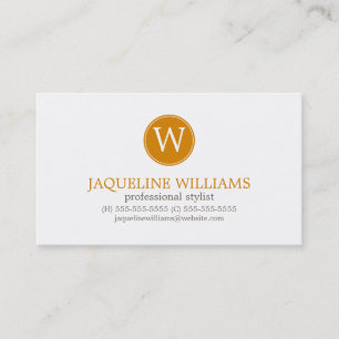 Tangerine Orange Greek Key Pattern Monogram Business Card