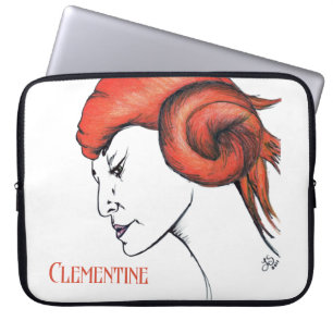 Tangerine Orange Haired Woman Portrait Pop Art Laptop Sleeve