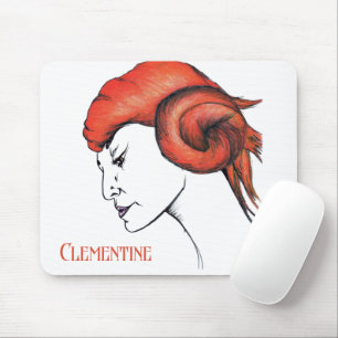 Tangerine Orange Haired Woman Portrait Pop Art Mouse Pad