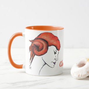 Tangerine Orange Haired Woman Portrait Pop Art Mug