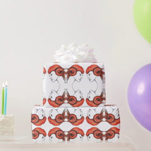 Tangerine Orange Haired Woman Portrait Pop Art Wrapping Paper