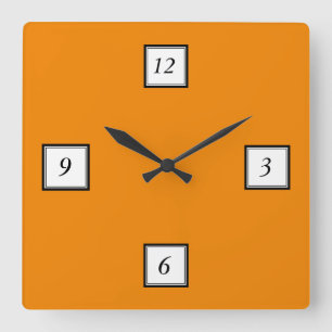 Tangerine Orange High End Coloured Square Wall Clock