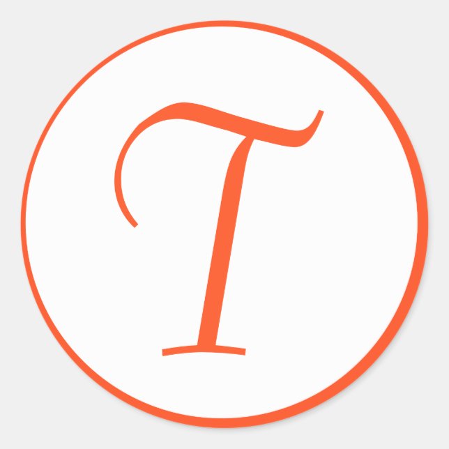 Tangerine Orange Monogrammed Envelope Seal Sticker (Front)
