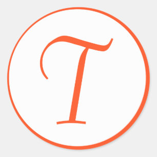 Tangerine Orange Monogrammed Envelope Seal Sticker