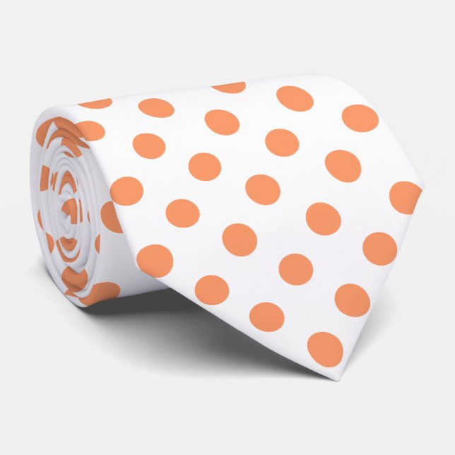Tangerine Orange Polka Dots Circles Tie (Rolled)