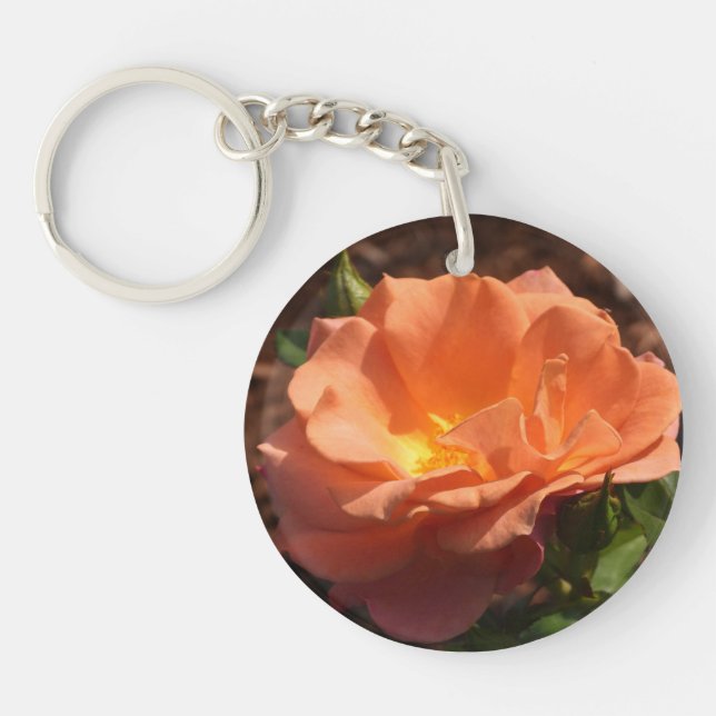 Tangerine Orange Rose Key Ring (Front)