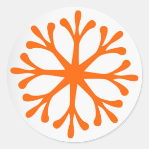 Tangerine/Orange Snowflake Holiday Labels/Stickers Classic Round Sticker