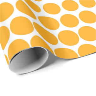 Tangerine Polka Dot Modern White Wrapping Paper