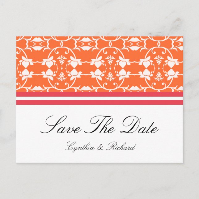 Tangerine Raspberry Orange Save The Date Postcard (Front)