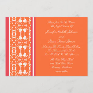 Tangerine Raspberry Orange Wedding Invitations