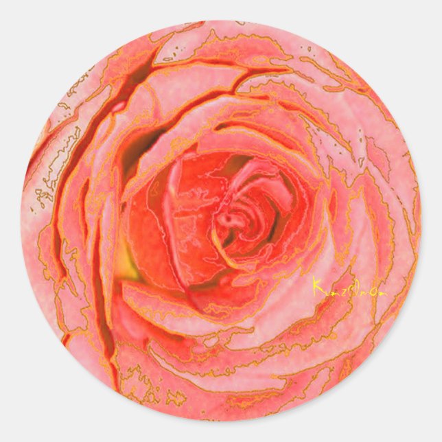 "TANGERINE ROSE" CLASSIC ROUND STICKER (Front)