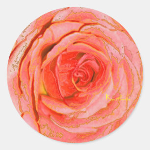 "TANGERINE ROSE" CLASSIC ROUND STICKER