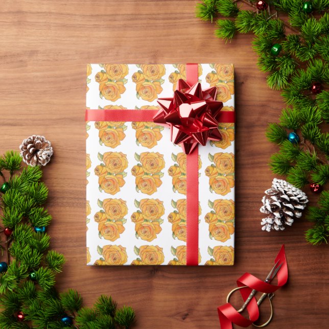 Tangerine Roses Gift Wrap Roll (Holiday Gift)
