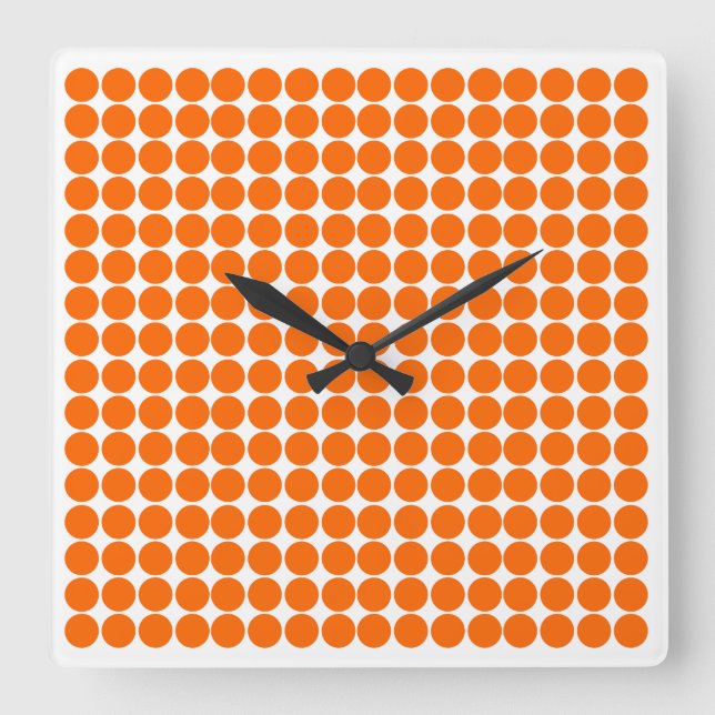 Tangerine Safari Dot Square Wall Clock (Front)