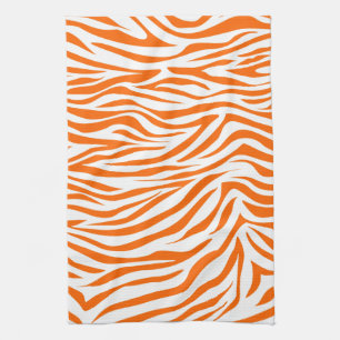 Tangerine Safari Zebra Tea Towel