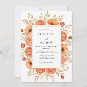 Tangerine Stately Autumnal Wedding Invitation