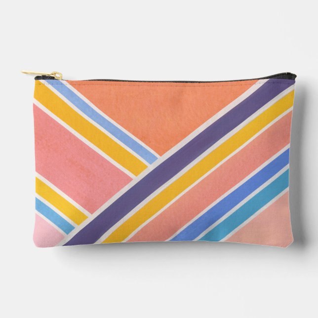 Tangerine Stripes Accessory Pouch (Front)
